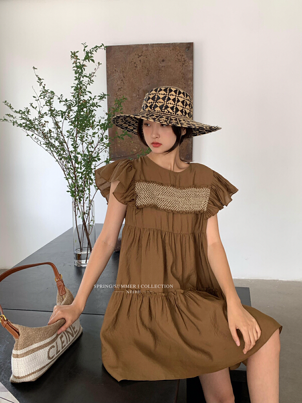 [neihe] French retro aging Pleated Dress 22351\jhy