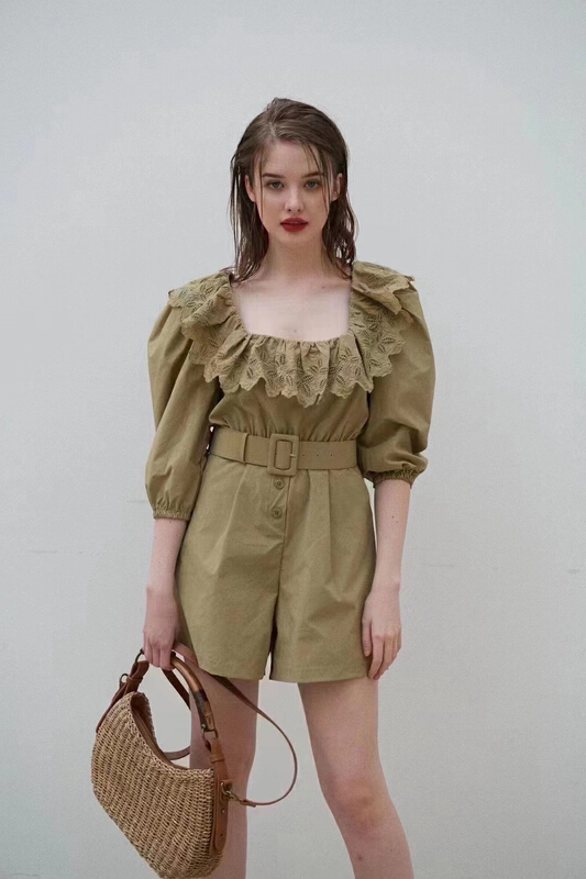 [lidada] fashionable solid color simple Jumpsuit (with belt) 3101\hbx