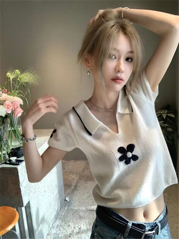 [Linna] Korean jacquard design Polo short shirt 82848\jj