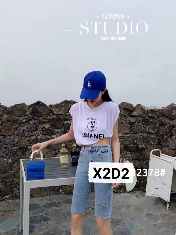 [x2d2] fashion cut design label denim shorts 2378-1\wtt