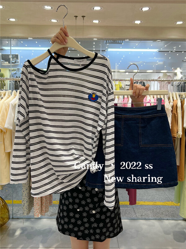 [candy] stripe long sleeve Pullover sunscreen shirt 8369\zjy