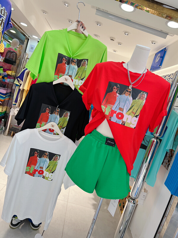 In early summer! [Yishang & Yiyou] heavy industry direct spray insensible printed shoulder pad short sleeve T-shirt 6233\lsw