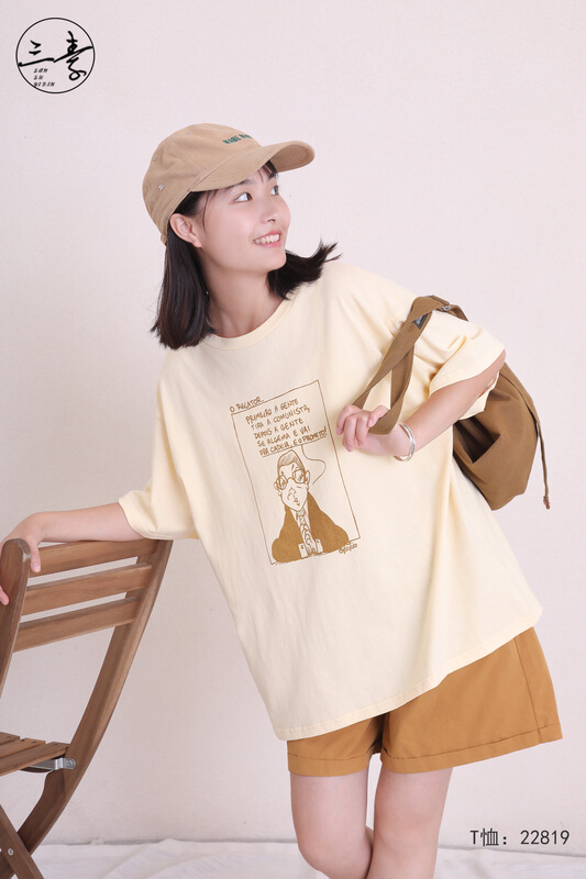 [original three element clothing] casual printed loose large short sleeve T-shirt 22819