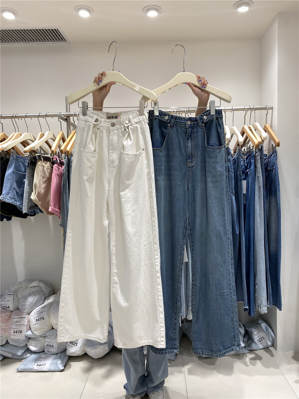 [o not 1] button up waist to show thin, versatile straight jeans a770\lsw