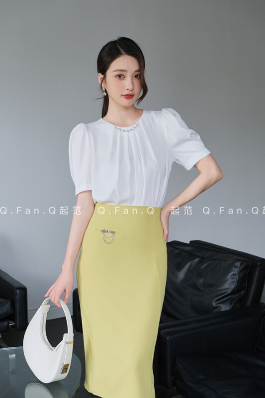 [Qifan] Korean style commuter versatile shirt 80109\jj