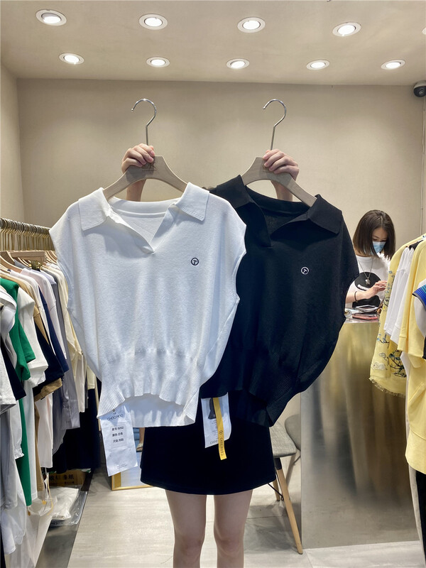 【K】 Korean versatile Lapel sleeveless shirt ys1-5252\jj