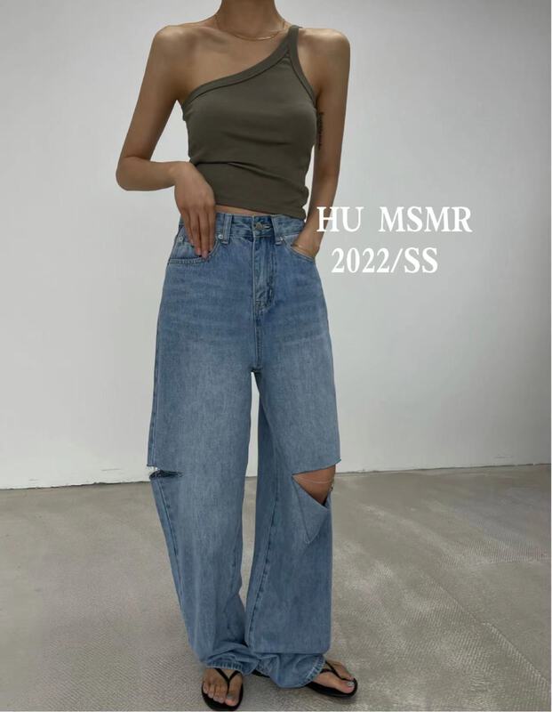 [Hu] Korean wide leg jeans with holes 8828-1\ozq