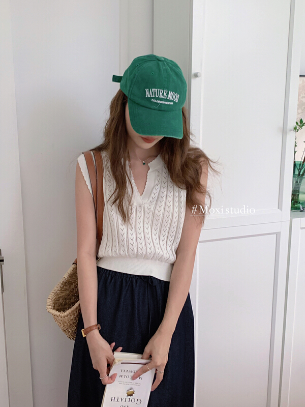 [Moxi] Korean versatile hollow out fashion vest / sling 56559\xj