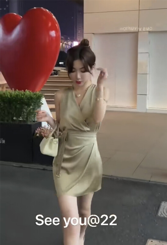 [see you] light familiar style niche V-neck dress 2011\pcz