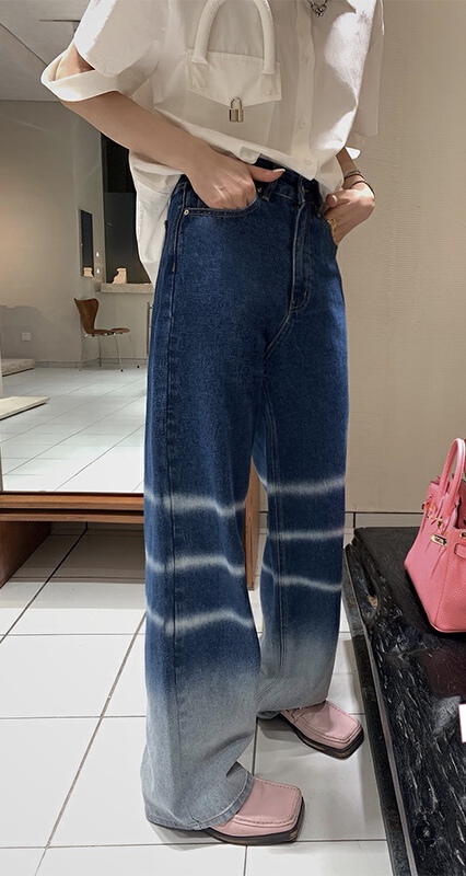 [Han Xier] Korean fashion trend gradient design jeans (without belt) 2315\hbx