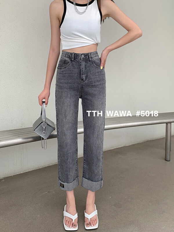 Original price 88.99! [Wawa] Korean casual and versatile straight jeans g5018\lsl