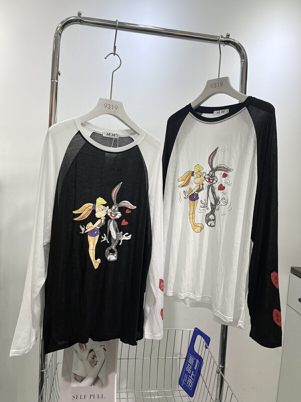 [M.M] raglan sleeve love rabbit versatile loose sunscreen shirt 8119\l