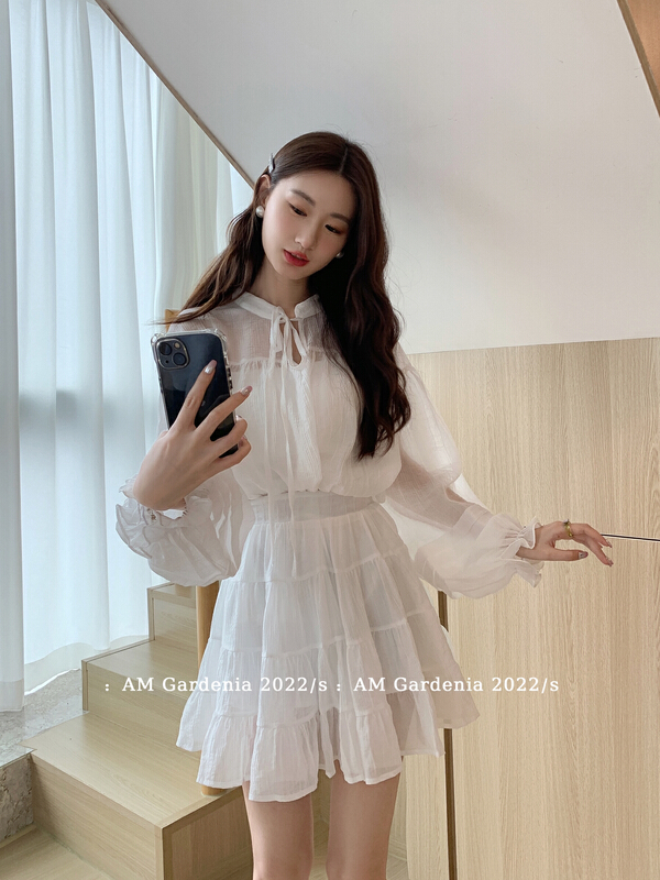 Recommended by buyers! [am Gardenia] Korean loose comfortable sunscreen shirt + elastic waist slim skirt set 3681\zxx