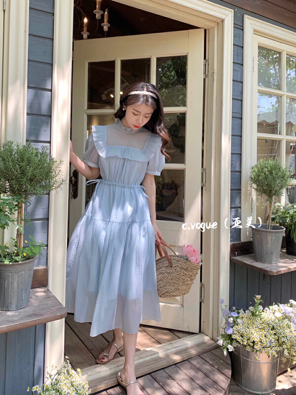 [c.vogue] French wood ear side Lolita waist strap dress 5811\pcz