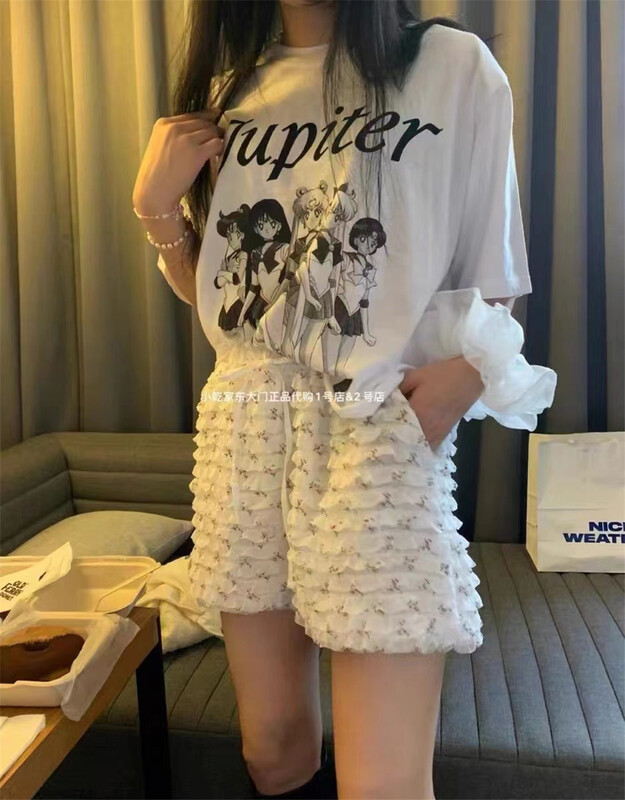 [rich rich] elastic waist versatile loose casual shorts 77828\gyj