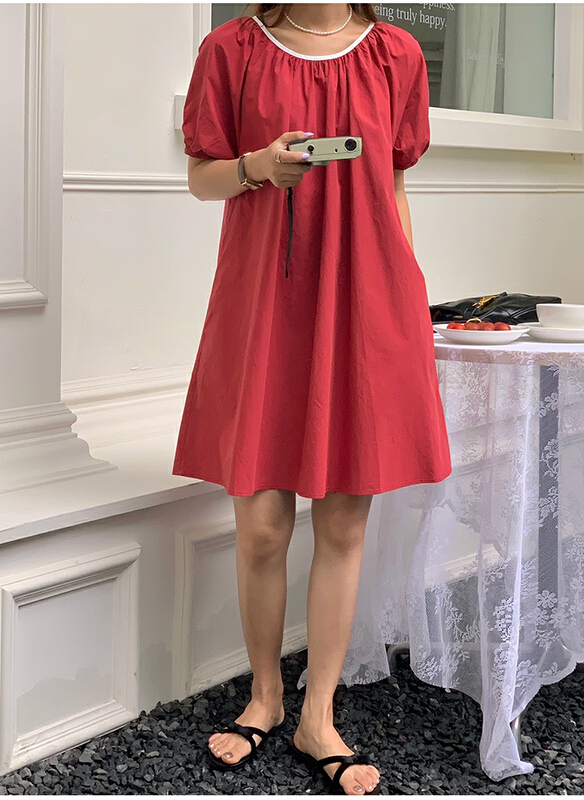 [the mind] color blocking fashion versatile dress 60513\jhy