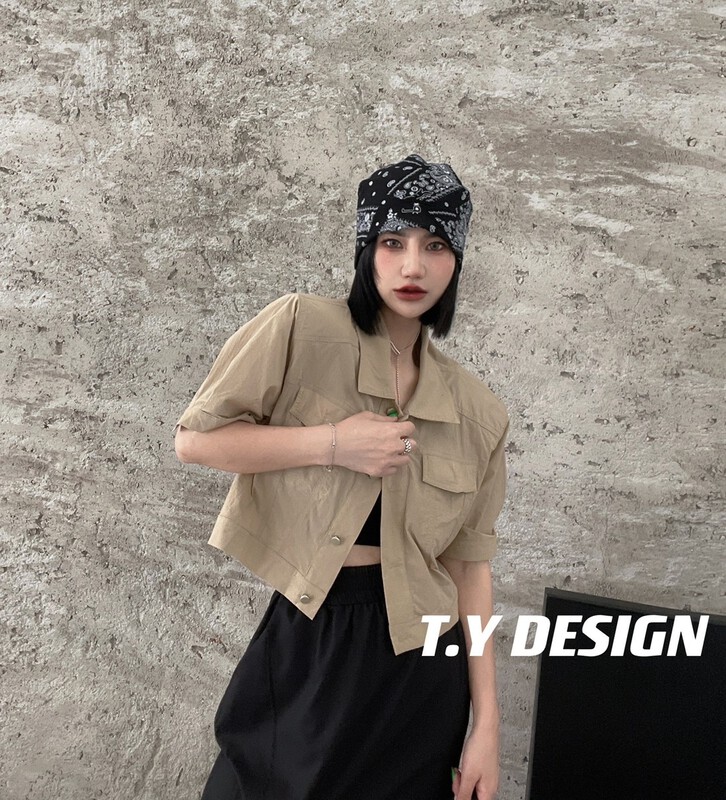 [T.Y tangyuanjia] fashion back printed letters sunscreen short sleeve shirt 2102\ozq