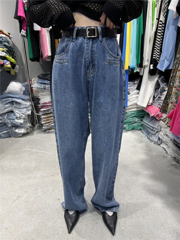 【D+（AIT.)】 Fashionable simple solid color versatile jeans d0033\ozq