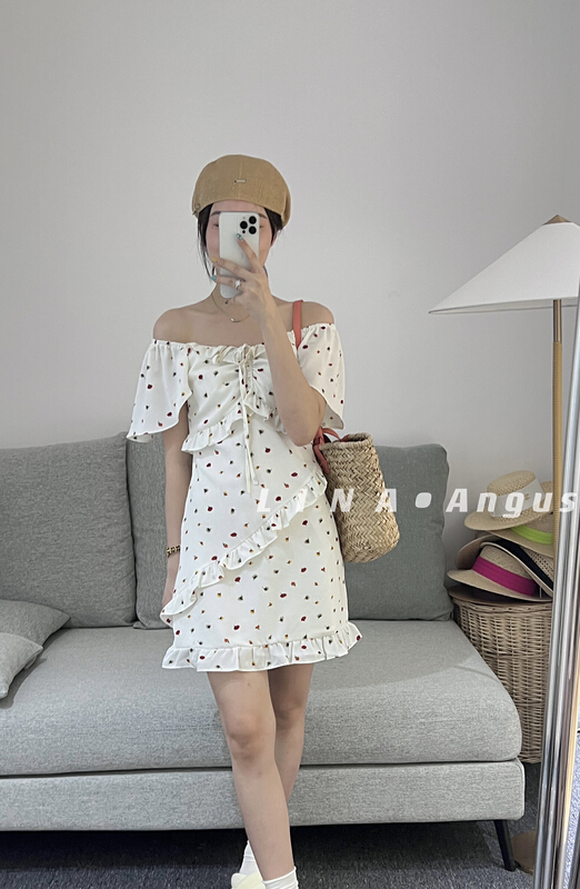 [Lina] drawstring fungus side floret cake dress 0200\hjy