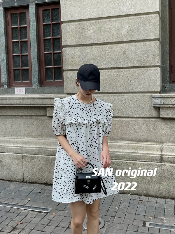 [San original] Korean loose color matching Chiffon Dress 368\ozq