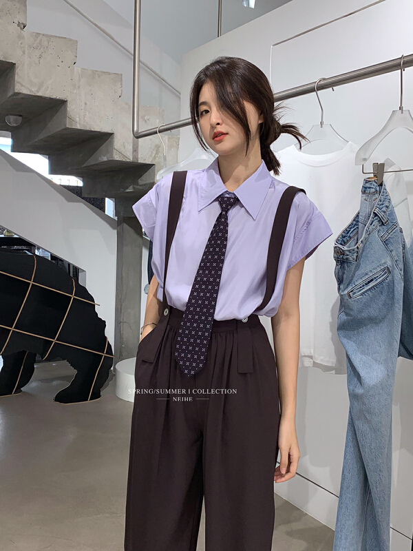 [neihe] academy style Korean sleeveless shirt (with tie) 22299\zxx