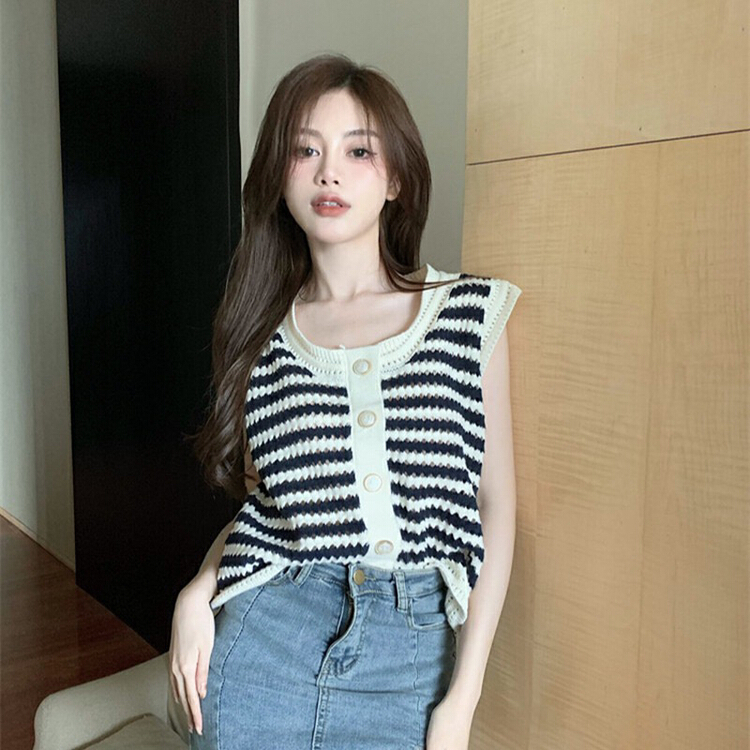 [f · P] Korean foreign style hollow out breasted vest / sling a507\hbx