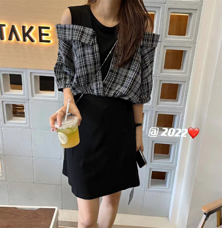 [Lina] fake two retro slim dresses 9118\zxx