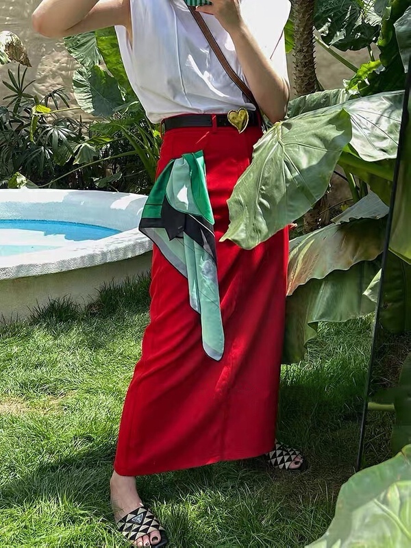 [Tan] high waist temperament solid color slim skirt p3153\zxl