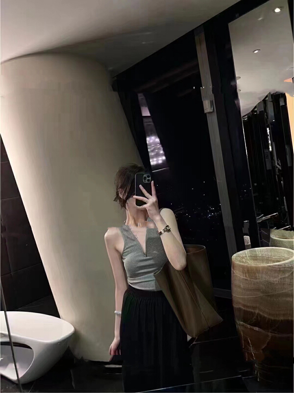 [lidada] solid slim fit Vest + loose skirt two piece suit 2877\hbx