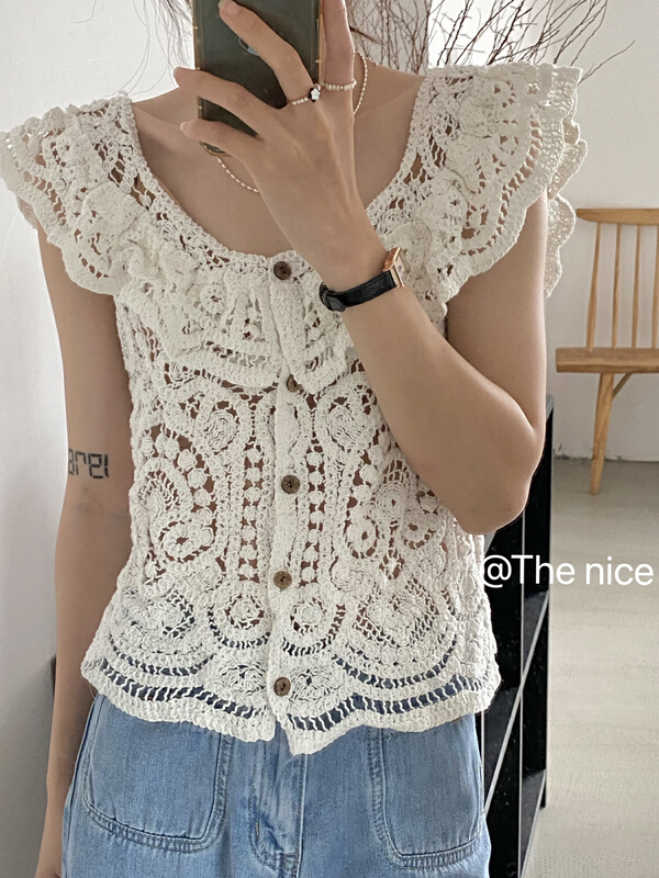 [the nice] ear collar design Crocheted vest / sling 00355\hjy