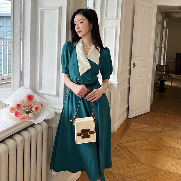 [Hanna inclusive] temperament commuter slim dress (without belt) 3168\xj