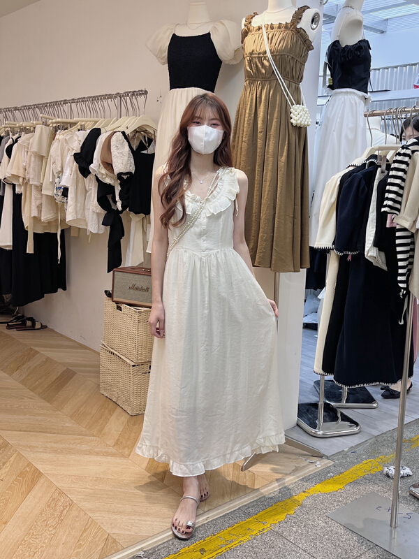 [as] sweet and gentle lotus leaf collar lace up dress 6611\hjy