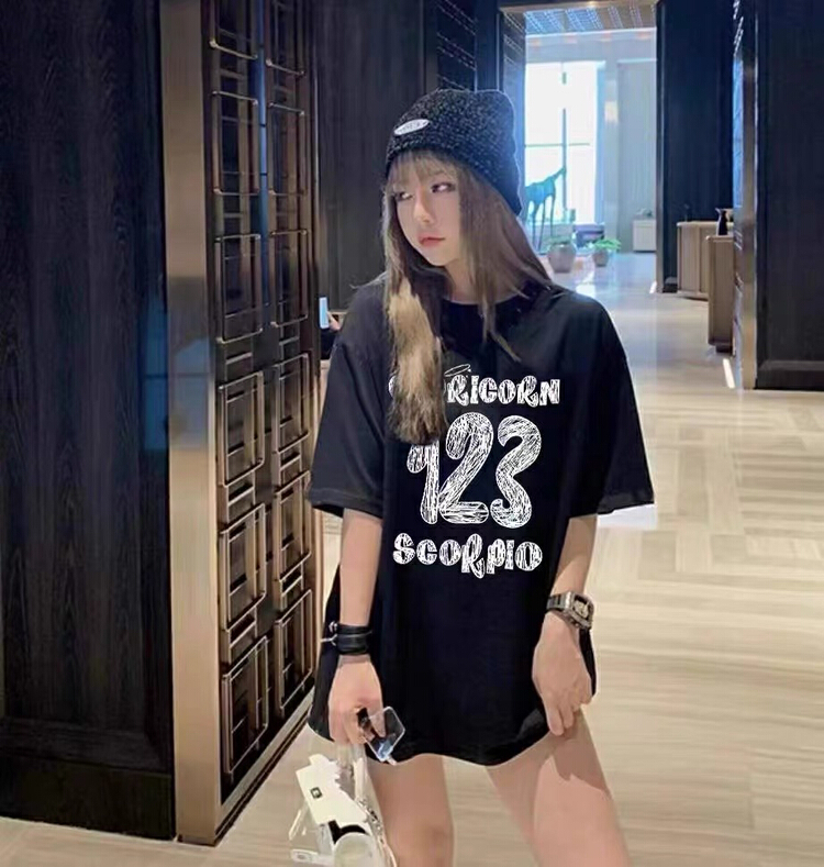[9319] European large version digital direct jet printing short sleeve T-shirt 9056\l