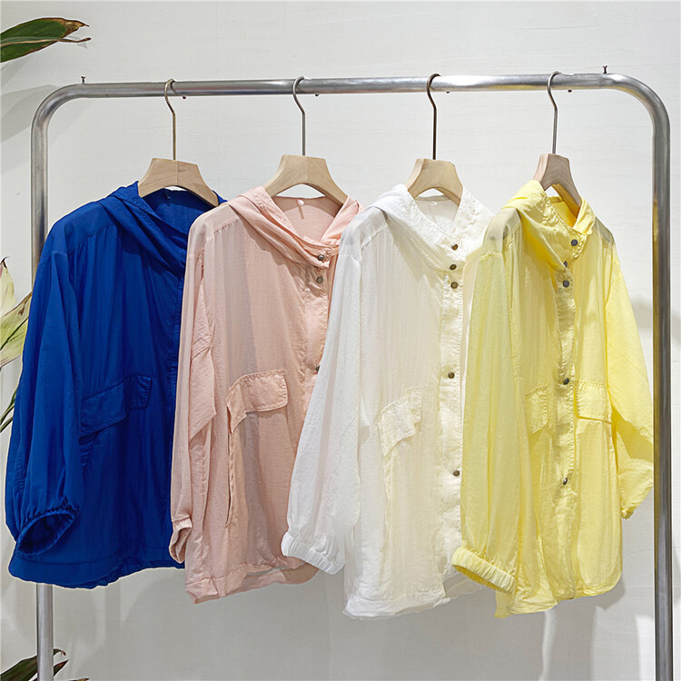[Dazzi Daji] casual breasted hooded loose sunscreen shirt a900734# JJ