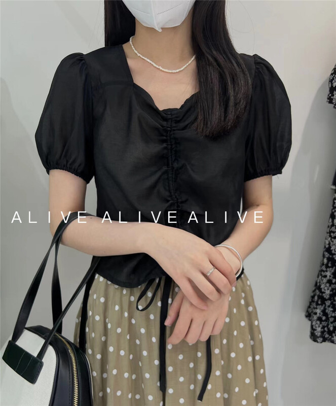 [alive] drawstring Mini comfortable shirt 133905\y