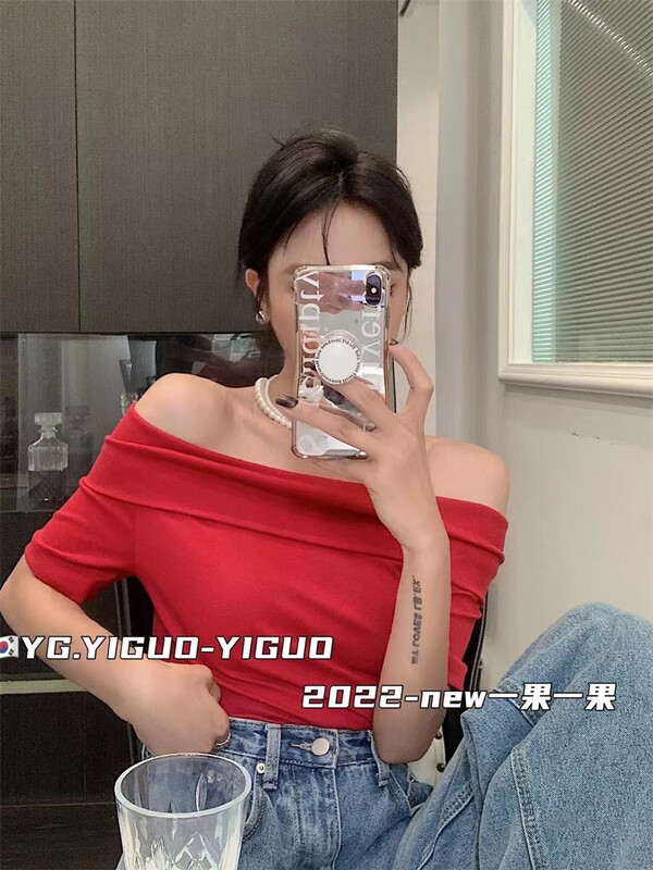 [yiguoyiguo] off shoulder Korean youth shirt (excluding necklace) 58358\pcz