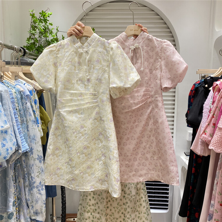 [of white] Chinese Style Floral cheongsam dress 881652\hjy