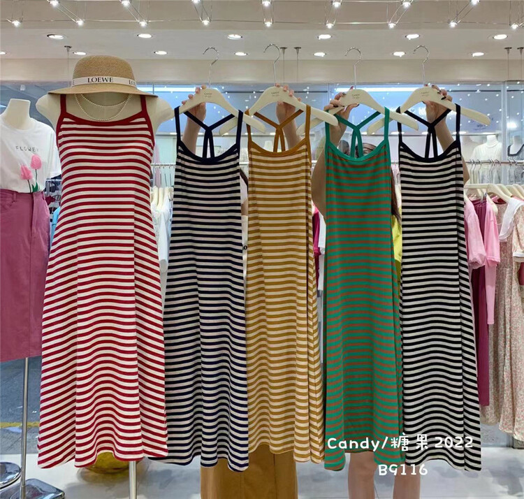 [candy] sleeveless stripe versatile dress 9116\zjy