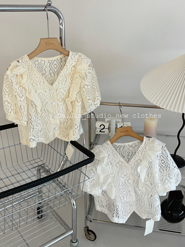 [Dajia] holiday style hollow out V-neck shirt 22566\zxx