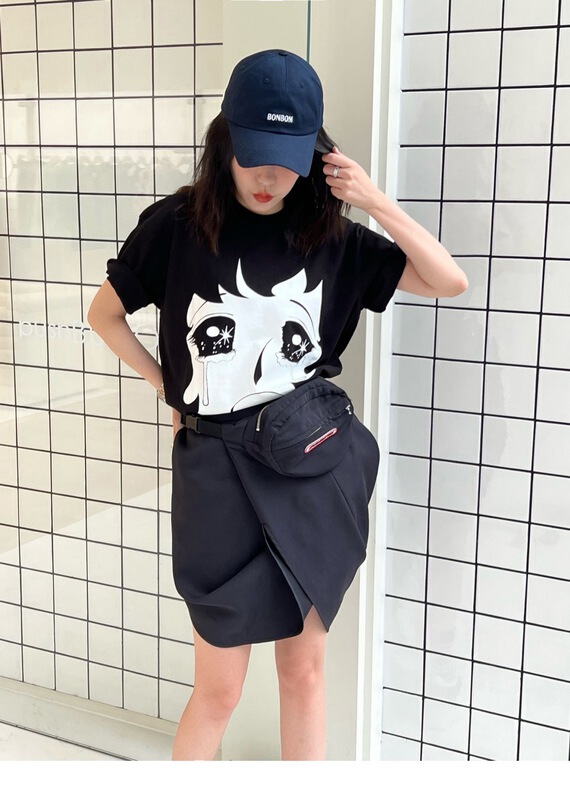 [w+] Korean loose print short sleeve T-shirt 5168\wtt