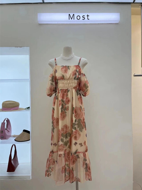 [most] off shoulder collar floral lady dress 97122\zjy