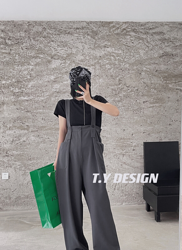 [T.Y tangyuanjia] Korean design high waist strap pants 2109\ozq