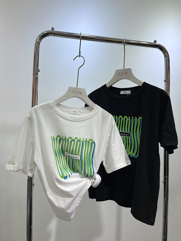 [9319] regular green line short sleeve T-shirt 9060\l