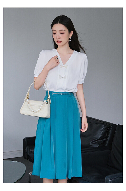 [style] chain design pleated skirt f8831\jj