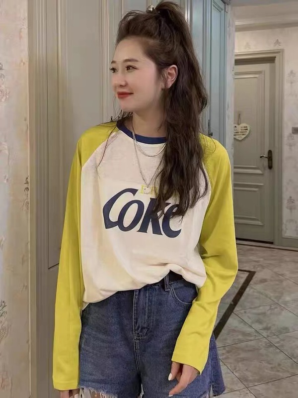 [w+] letter printed raglan sleeve long sleeve T-shirt 5125\wtt