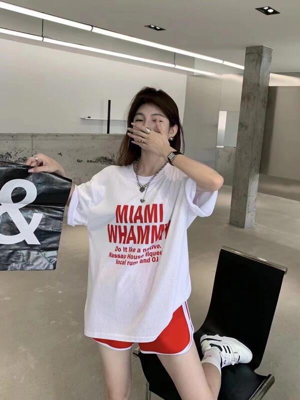 [seven 7] lettered print Pullover short sleeve T-shirt 8269\wtt