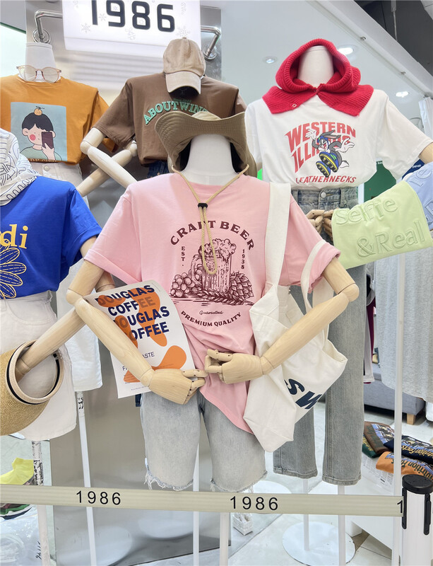 [1986] simple casual letter beer short sleeve T-shirt f4101\lsl