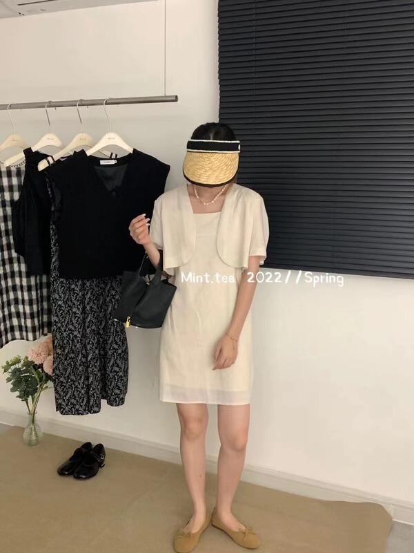 [mint tea] net version casual and versatile suspender dress (only suspender skirt) 2222-1\zjy