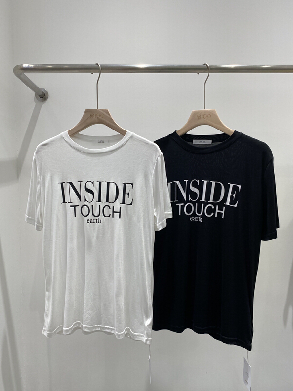 [Mido] loose letter print versatile short sleeve T-shirt 6035\lsl