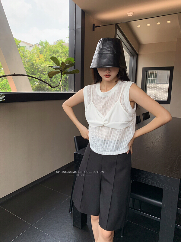 [neihe] sleeveless mesh two piece shirt 22252\jhy